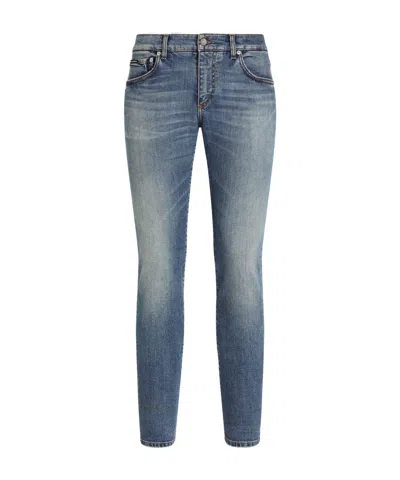 Dolce & Gabbana Whiskering-effect Skinny Jeans In Gray