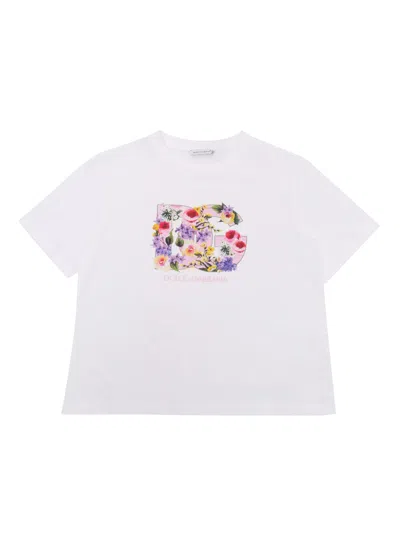 Dolce & Gabbana Kids' Whit T-shirt With Logo In White