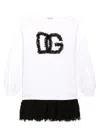Dolce & Gabbana Logo-embellished Lace-panel Minidress In White