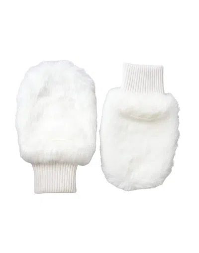 Dolce & Gabbana White Acrylic Knitted Fur Wrist Mitten Women's Gloves