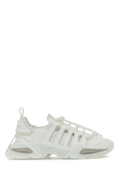 Dolce & Gabbana Airmaster Knitted Low Top Sneakers In White