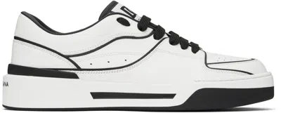 DOLCE & GABBANA WHITE & BLACK CALFSKIN NEW ROMA SNEAKERS