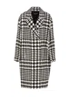 Dolce & Gabbana Black And White Coat With All-over Check Motiv In Wool Blend Woman In Black