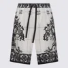 Dolce & Gabbana Monochrome Floral Elastic Waistband Knee Length Shorts