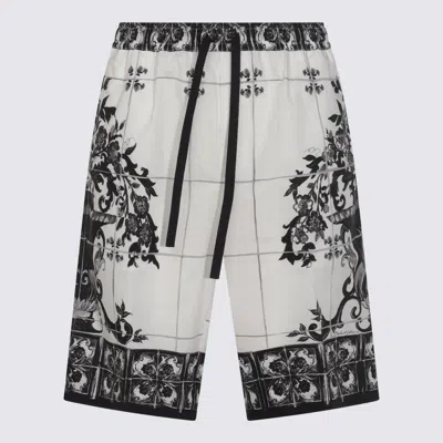 DOLCE & GABBANA DOLCE & GABBANA WHITE AND BLACK COTTON SHORTS