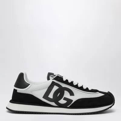 Dolce & Gabbana White And Black Dg Cushion Sneakers