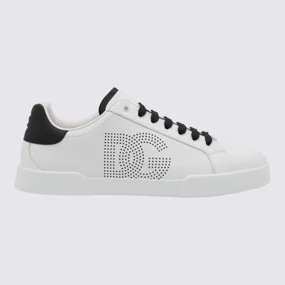 Dolce & Gabbana White And Black Leather Sneakers
