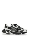 Dolce & Gabbana Panelled Leather Sneakers With Iconic Logo Patch In Black