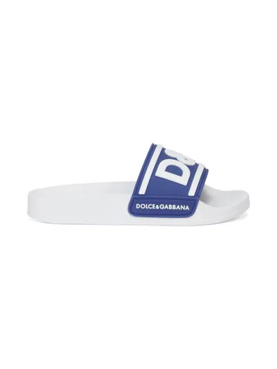 Dolce & Gabbana Kids' Logo-print Detail Slides In Blue