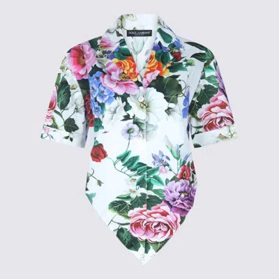 Dolce & Gabbana White And Multicolor Cotton Shirt