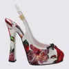 Dolce & Gabbana Flower Print Satin Pumps In Bianco/fiori