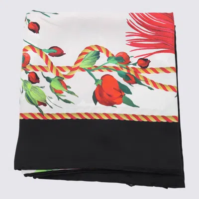 Dolce & Gabbana White And Multicolot Silk Scarves