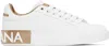 Dolce & Gabbana Women White Nappa Leather Portofino Sneakers In 8l315 Oro Polvere