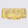 Dolce & Gabbana Yellow And White Crop Top With Majolica Print In Cotton Woman In Tn Giallo