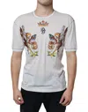 Dolce & Gabbana White Printed Short Sleeves Men T-shirt