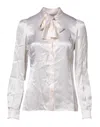 Dolce & Gabbana White Ascot Collar Long Sleeve Blouse Top In Neutral