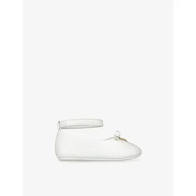 Dolce & Gabbana White Baby Branded Patent-leather Ballet Flats Eur 20 / 4 Uk