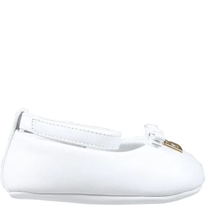 Dolce & Gabbana Kids' White Ballet Flats For Baby Girl With Logo