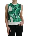 Dolce & Gabbana White Banana Leaf Print Crew Neck Tank Top In White