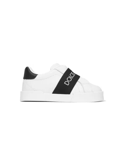 Dolce & Gabbana Kids' White Bassa Leather Sneakers
