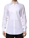 Dolce & Gabbana White Bib Cotton Poplin Gold Men Formal Shirt In White