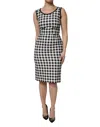 Dolce & Gabbana White Black Checkered Sleeveless Sheath Dress In Gray