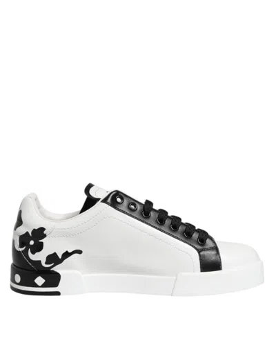 Dolce & Gabbana White Black Crown Low Top Men Sneakers Men's Shoes