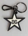 Dolce & Gabbana White Black Dg Logo Star Rubber Men's Keychain Keyring In Black