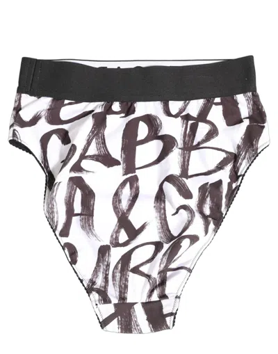 Dolce & Gabbana White Black Graphic Logo High Brief Underwear