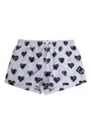 Dolce & Gabbana White Black Heart Print Men Boxer Short Swimwear In Blue
