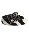 Dolce & Gabbana White Black Leather Zebra Dg Crystal Buckle Belt In Black