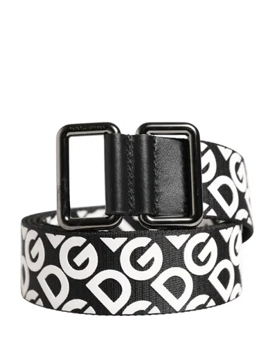 Dolce & Gabbana Logo-print Leather Belt In Black