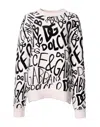 Dolce & Gabbana White Black Logo Print Women Pullover Sweater In White