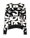 Dolce & Gabbana White Black Logo Print Women Pullover Sweater In Black