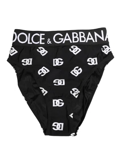Dolce & Gabbana White Black Logo Waistband Midi Brief Underwear