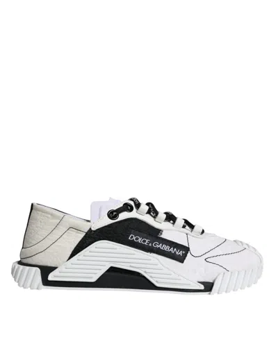 Pre-owned Dolce & Gabbana White Black Low Top Ns1 Sneakers Women's Shoes () In Black And White
