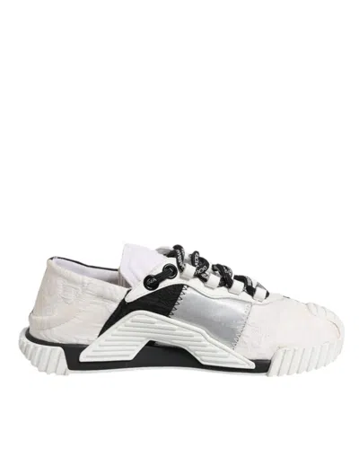 Pre-owned Dolce & Gabbana White Black Ns1 Low Top Sneakers Women's Shoes () In Black/white
