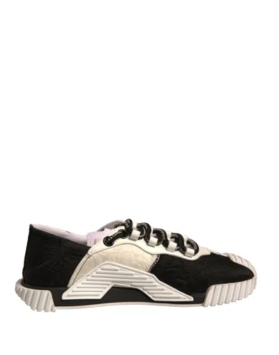 Pre-owned Dolce & Gabbana White Black Ns1 Low Top Sports Sneakers Women's Shoes () In Black/white