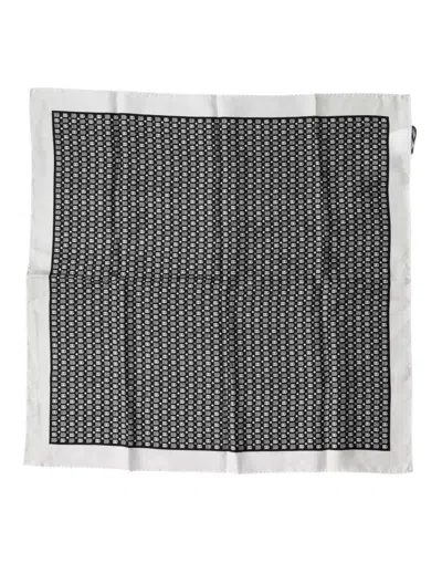 Dolce & Gabbana White Black Patterned Square Foulard Scarf In Multi
