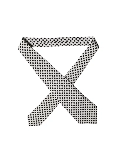 Dolce & Gabbana White Black Polka Dot Silk Adjustable Women Necktie Tie In Gray