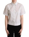 Dolce & Gabbana White Gray Polka Dots Collared Button Shirt
