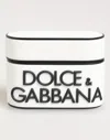 Dolce & Gabbana White Black Rubber Logo Embossed Accessory Airpods Case In White