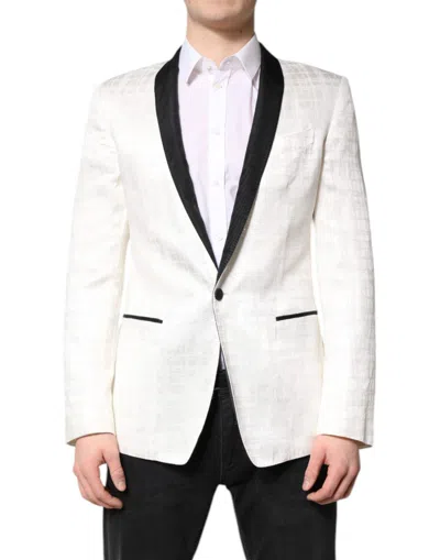 Pre-owned Dolce & Gabbana White Black Single Breasted Coat Blazer Men's Suit () In Multi