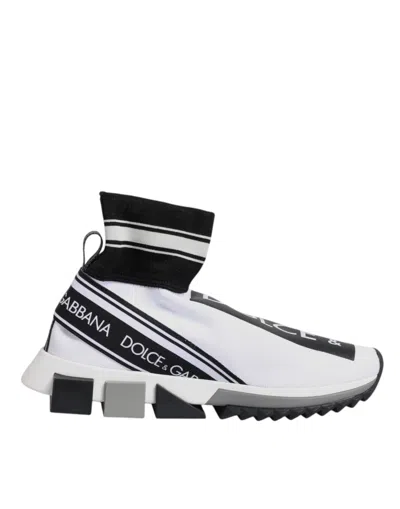 DOLCE & GABBANA WHITE BLACK SORRENTO SOCKS SNEAKERS SHOES