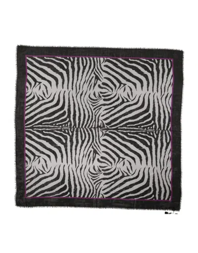 Dolce & Gabbana White Black Zebra Pattern Shawl 255cm X 132cm Men Scarf