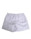 Dolce & Gabbana White Blue Cotton Striped Button Fly Shorts Swimwear In Blue