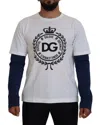 Dolce & Gabbana White Blue Dg Crown Pullover Sweater In White