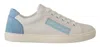 Dolce & Gabbana White Blue Leather Low Top Sneakers Women's Shoes In White