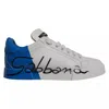 Dolce & Gabbana White Blue Logo Portofino Sneakers Shoes