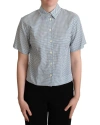 Dolce & Gabbana White Blue Polka Dot Cotton Shirt
